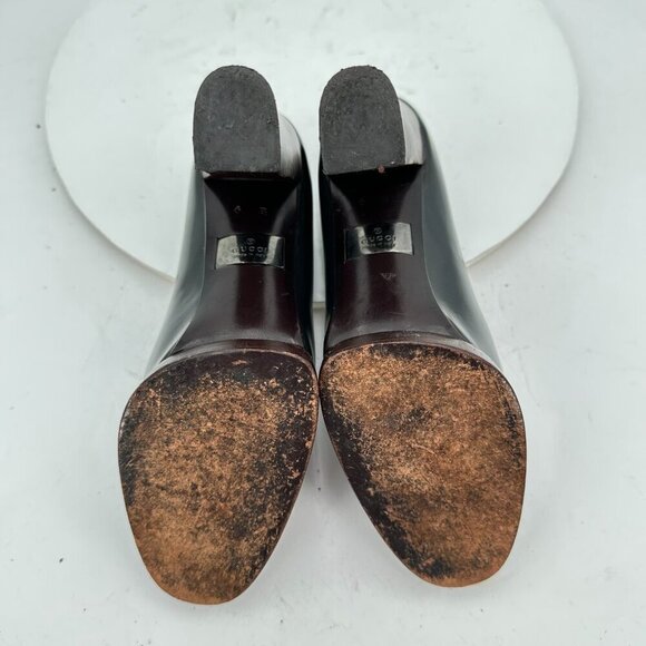 Gucci Women Size 9B Black Leather Platform Slip On Pump Block Heel Shoes - Picture 8 of 11
